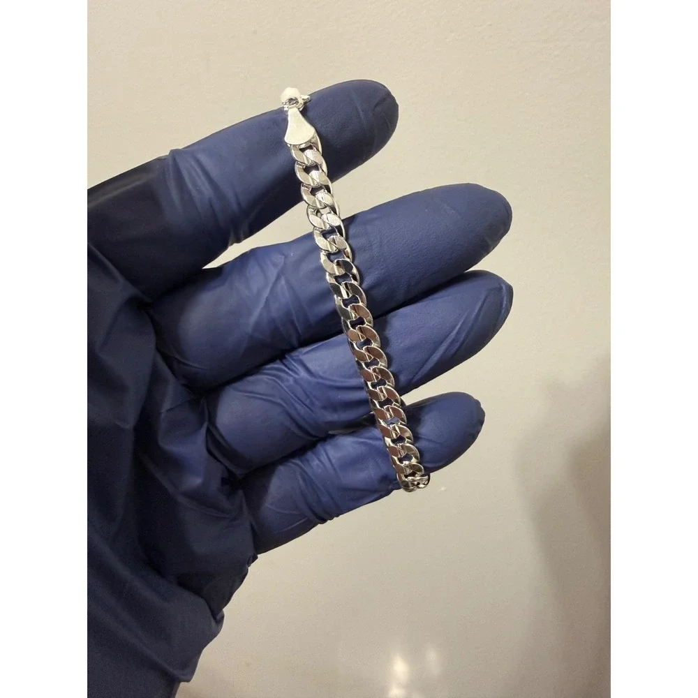 Silver filled concave cuban bracelet 925 stamped 8 inch 6.5mm lobster clasp